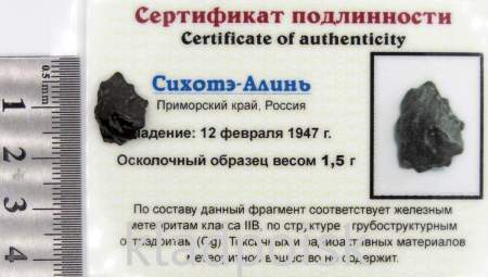 Осколок метеорита Сихотэ-Алинь арт 13