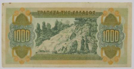 Банкнота 1000 драхм 1941 года Греция, арт 2