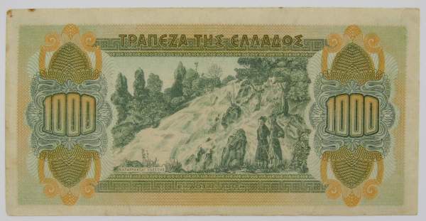 Банкнота 1000 драхм 1941 года Греция, арт 2