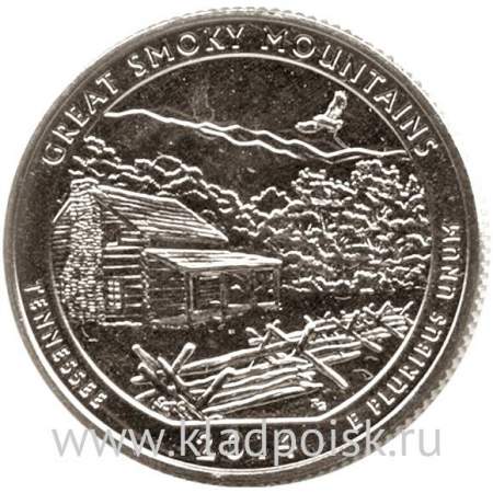 Монета 25 центов Национальный парк Грейт-Смоки-Маунтинс, монетный двор P