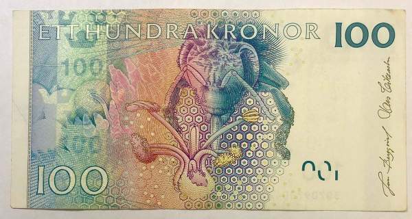 Банкнота 100 крон 2010 года Швеция