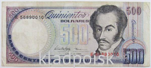 Банкнота Венесуэла 500 боливаров 1995 года