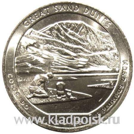 Монета 25 центов Национальный парк Грейт-Санд-Дьюнс (2014), монетный двор S