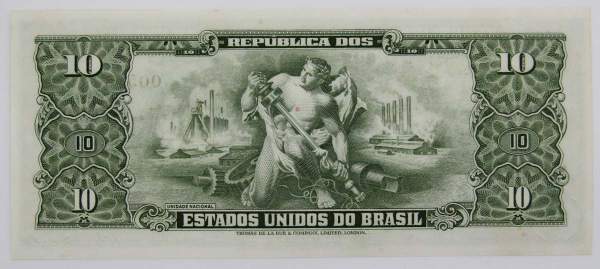 Банкнота Бразилия 10 крузейро 1964 года