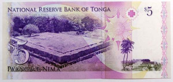 Банкнота 5 паанг 2015 года Тонга