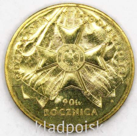 Монета 2 злотых Польша 2008 - 90-летие восстановления независимости Польши