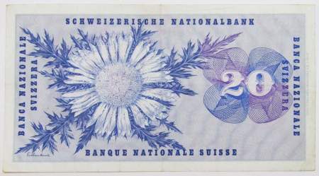 Банкнота 20 франков 1973 года Швейцария