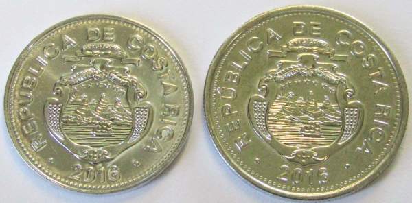 Набор регулярных монет Коста-Рика 5, 10 колонов 2016 года (2 монеты)