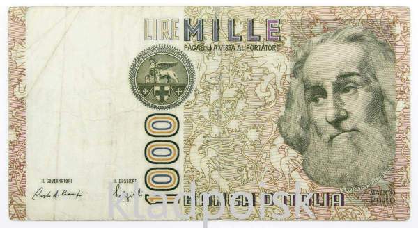 Банкнота 1000 лир 1982 года Италия Банкнота 1000 лир 1982 года Италия