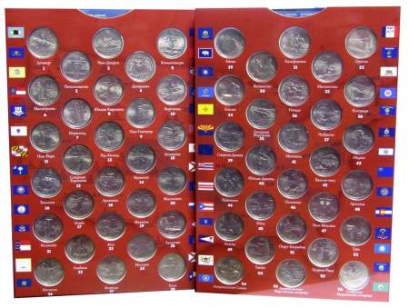 Набор монет 25 центов США серий «Штаты и территории» в альбоме