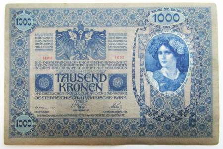 Банкнота 1000 крон 1902 года Австрия