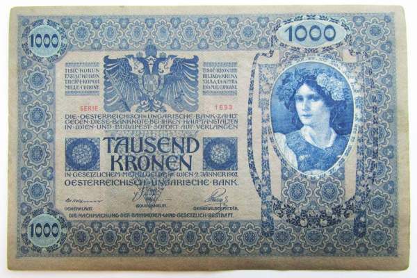 Банкнота 1000 крон 1902 года Австрия