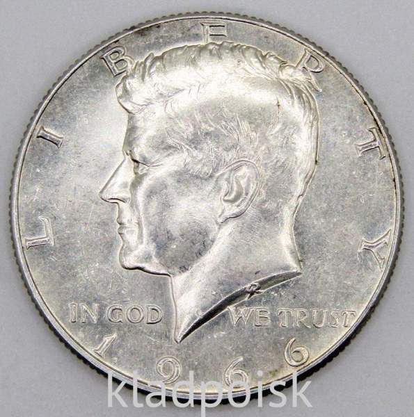 Монета 50 центов США «Кеннеди» 1966 года серебро 400 пробы