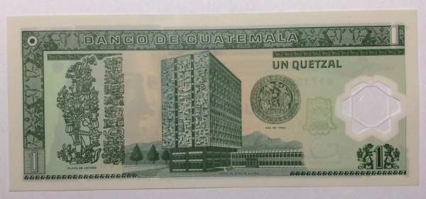 Полимерная банкнота Гватемала 1 кетсаль 2006 года Полимерная банкнота Гватемала 1 кетсаль 2006 года