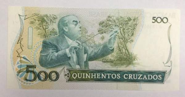 Банкнота Бразилия 500 крузадо 1986 года Банкнота Бразилия 500 крузадо 1986 года