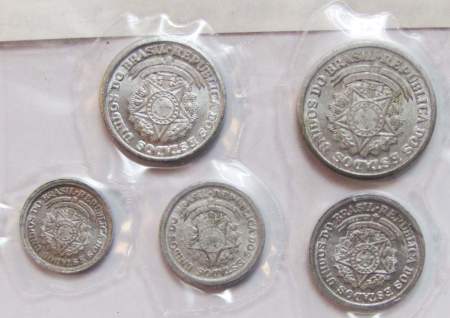 Набор монет Бразилия 1956-1961 Алюминиевые, 5 монет