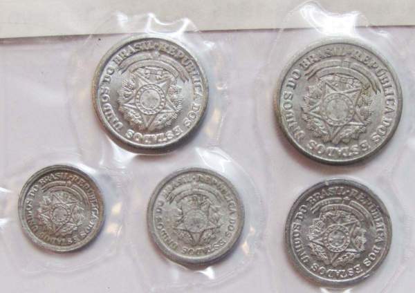 Набор монет Бразилия 1956-1961 Алюминиевые, 5 монет