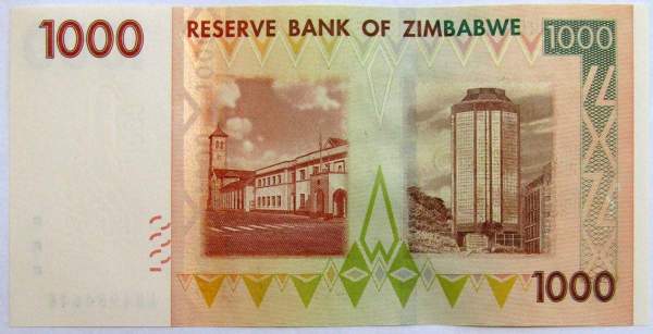 Банкнота Зимбабве 1000 долларов 2007 года, арт 2