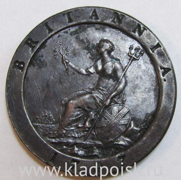 Монета 1 пенни 1797 года Великобритания Монета 1 пенни 1797 года Великобритания