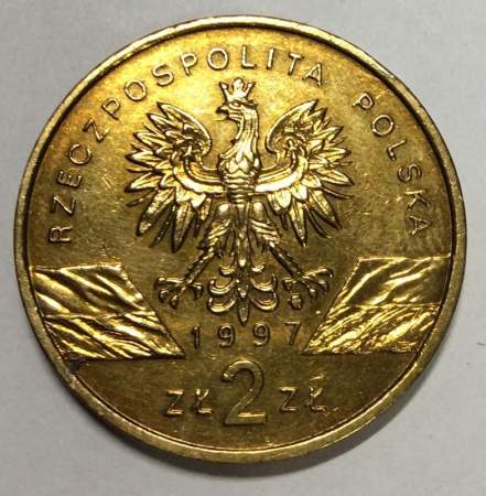Монета 2 злотых Польша Жук-Олень 1997