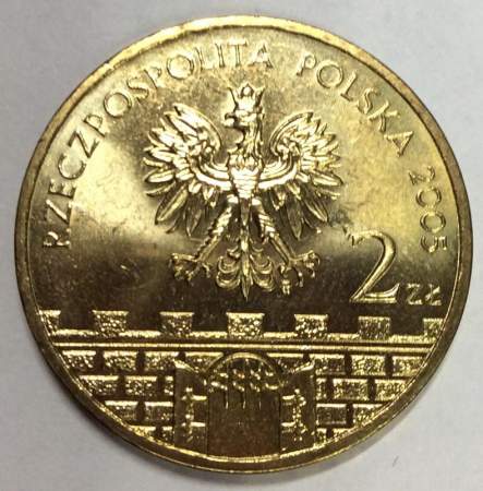 Монета 2 злотых Польша Город Колобжег из серии Древние города Польши, 2005