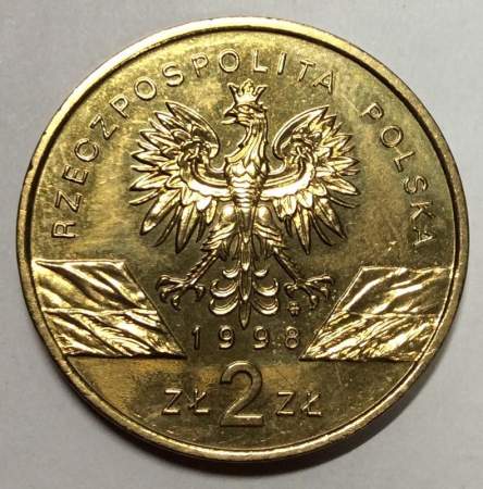 Монета 2 злотых Польша Жаба 1998