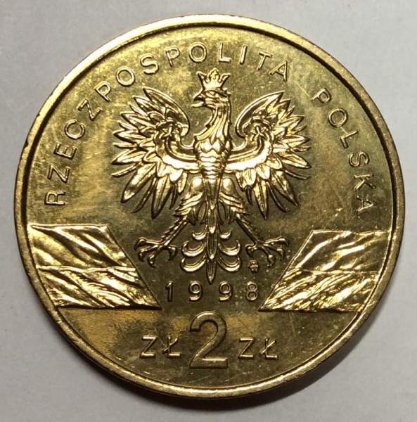 Монета 2 злотых Польша Жаба 1998