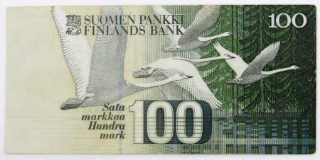Банкнота 100 марок 1986 года Финляндия, арт 2