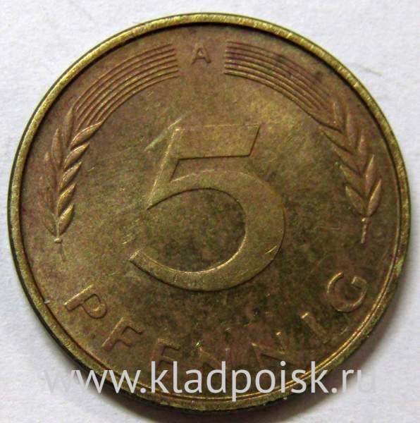 Монета 5 пфеннигов Германия 1990 (A)