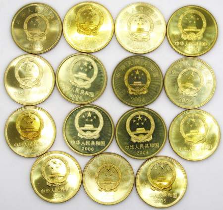 Набор из 15 монет 5 юаней 2002-2006 гг серии «Достопримечательности Китая» - Китай