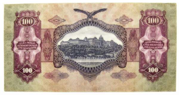 Банкнота 100 пенгё 1930 года Венгрия, арт 3