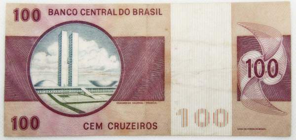 Банкнота Бразилия 100 крузейро 1982 года