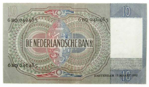 Банкнота 10 гульденов 1942 года Нидерланды