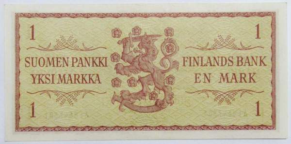 Банкнота 1 марка 1963 года Финляндия, арт 2