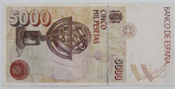 Банкнота 5000 песет 1992 года Испания, арт 2