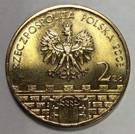 Монета 2 злотых Польша Город Гнезно из серии Древние города Польши, 2005