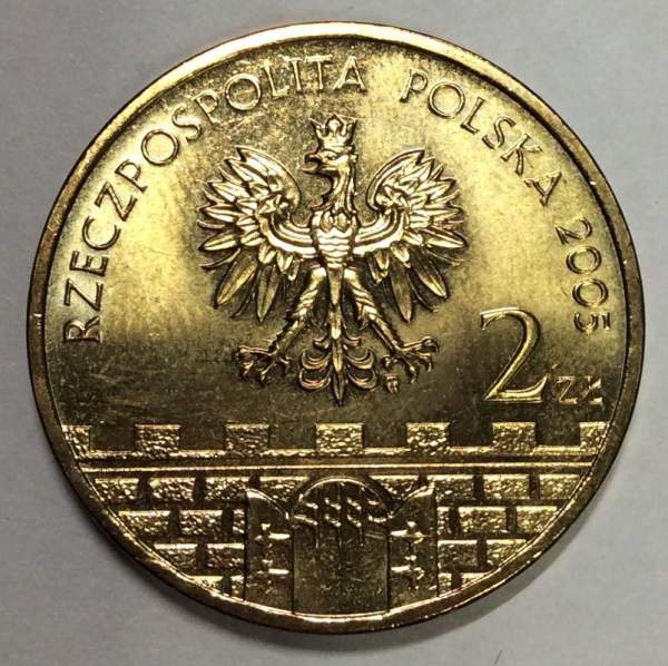 Монета 2 злотых Польша Город Гнезно из серии Древние города Польши, 2005