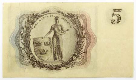 Банкнота 5 крон 1955 года Швеция