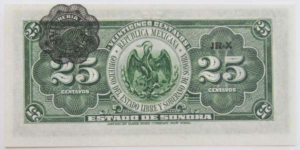 Банкнота Мексика 25 сентаво 1915