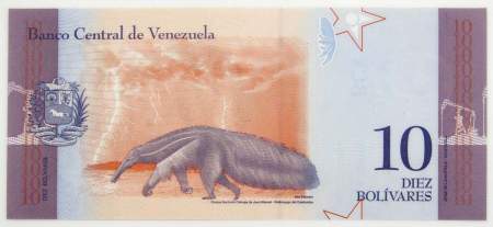 Банкнота 10 боливаров 2018 года Венесуэла, арт 3