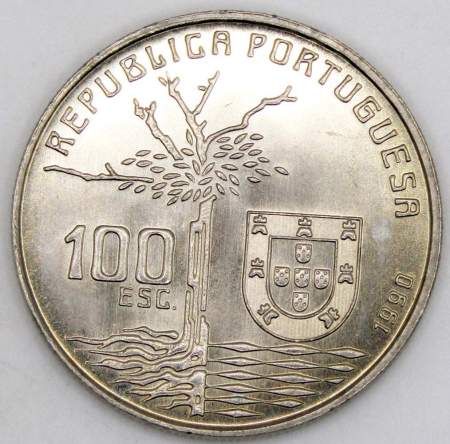 Монета 100 эскудо 1990 года, 100 лет со дня смерти Камилу Каштелу Бранку, Португалия