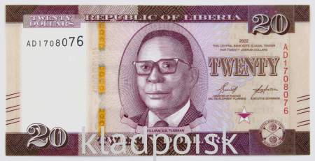 Банкнота 20 долларов Либерия 2022
