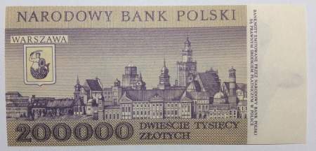Банкнота 200000 злотых 1989 года Польша