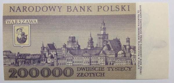 Банкнота 200000 злотых 1989 года Польша
