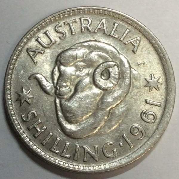Монета 1 шиллинг 1961 года Австралия Монета 1 шиллинг 1961 года Австралия