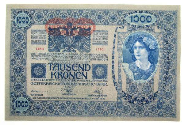 Банкнота 1000 крон 1902 года Австрия, арт 2 Банкнота 1000 крон 1902 года Австрия, арт 2