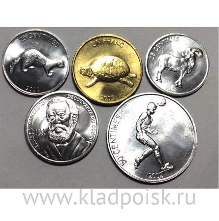Набор монет Конго Животные, Футбол 2002, 5 монет