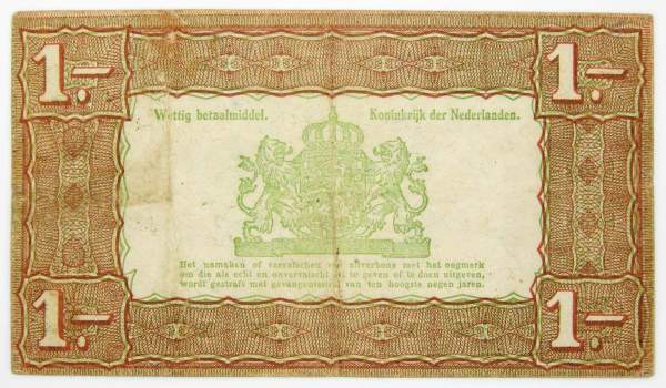 Банкнота 1 гульден 1938 года Нидерланды Банкнота 1 гульден 1938 года Нидерланды