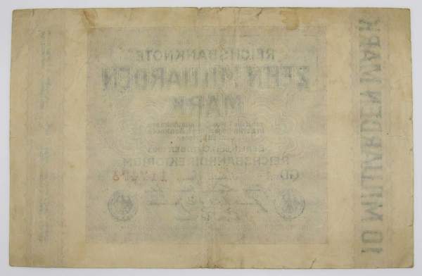 Банкнота 10 милиардов марок 1923 года - Веймарская Республика Банкнота 10 милиардов марок 1923 года - Веймарская Республика