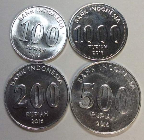 Набор регулярных монет Индонезии 2016 года, 4 монеты
